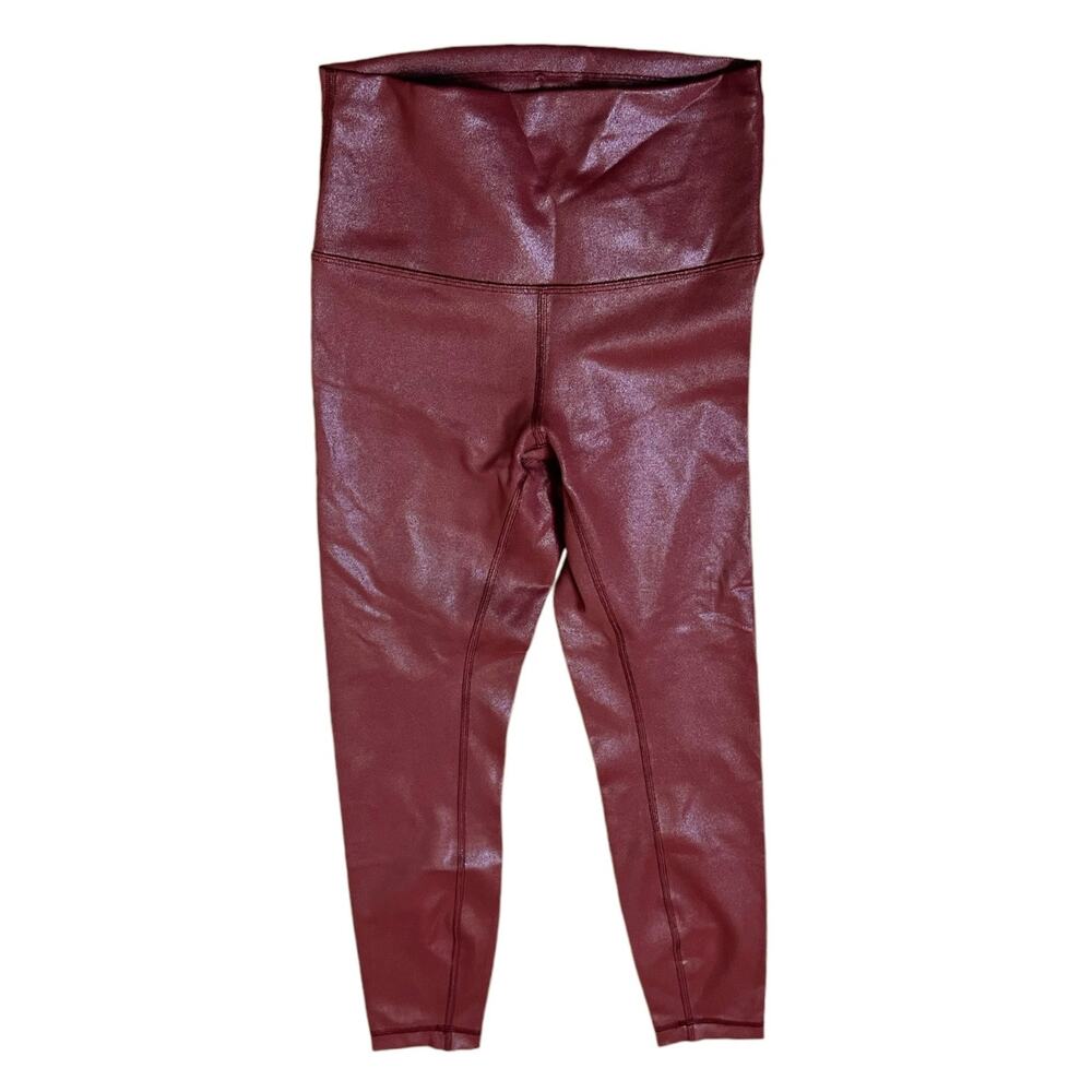 LULULEMON Lab Training Wunder Train High-Rise Leggings 28" Burgundy Glossy 4 EUC